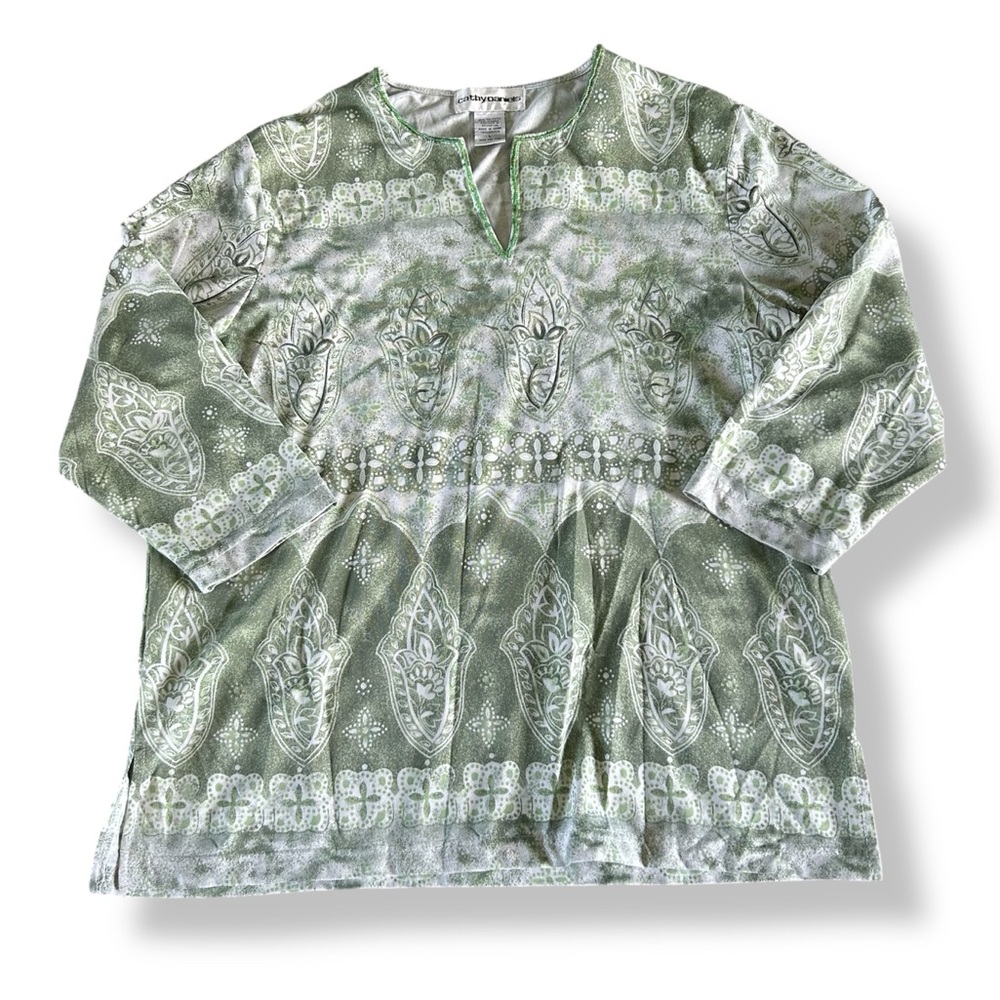 [Cathy Daniels] Boho Beaded Collarless Top